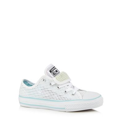 Converse Girls' white perforated 'Chuck Taylor' trainers